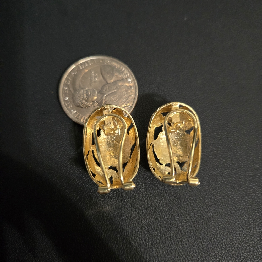 Gold Floral Clip-On Earrings - Picture 4 of 6